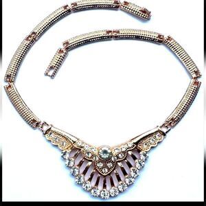 Jewelry New Statement Necklace Gold Chain Large Rhinestone Bib Linked Goddess